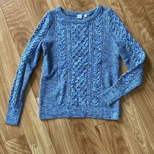 Gap cableknit sweater, 100% cotton, blue marled knit